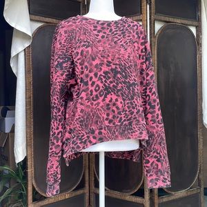 All Saints Pink and Black Animal Print Sweater